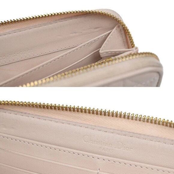 CHRISTIAN DIOR Logo Cannage Zipper Around Long Wallet Leather Pink GHW 80KB338 - Picture 14 of 15